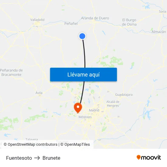 Fuentesoto to Brunete map