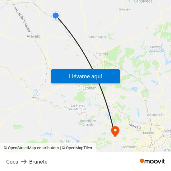 Coca to Brunete map