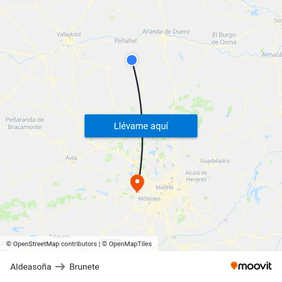 Aldeasoña to Brunete map