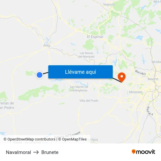 Navalmoral to Brunete map