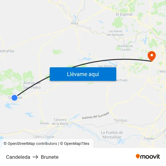 Candeleda to Brunete map
