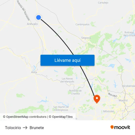 Tolocirio to Brunete map