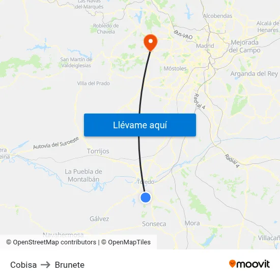 Cobisa to Brunete map