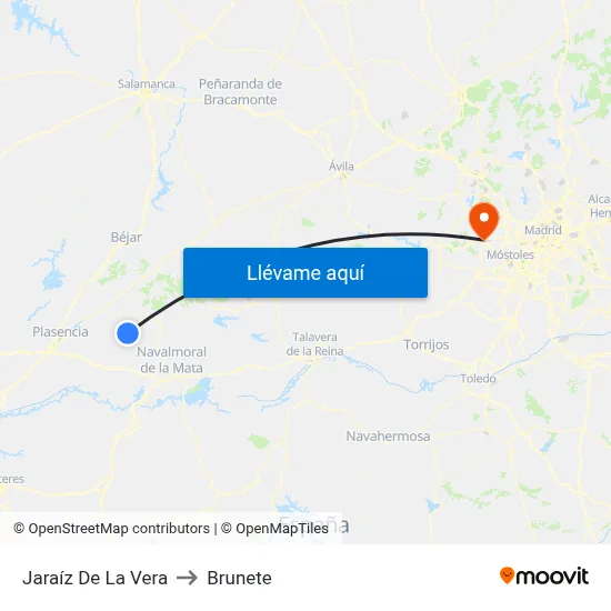 Jaraíz De La Vera to Brunete map