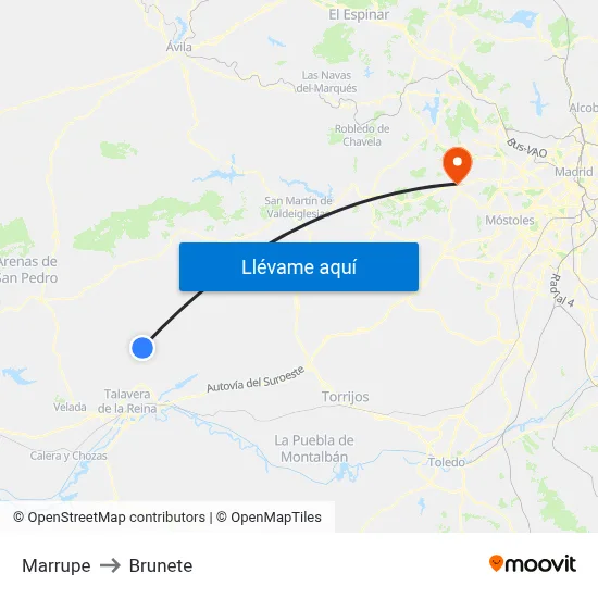 Marrupe to Brunete map