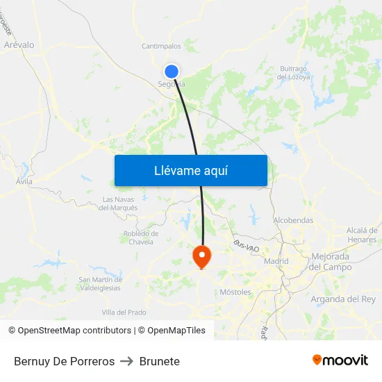 Bernuy De Porreros to Brunete map