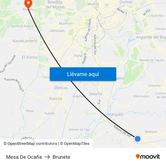 Mesa De Ocaña to Brunete map