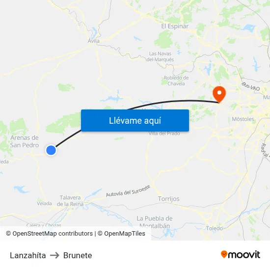 Lanzahíta to Brunete map