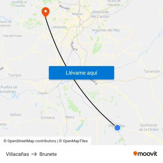 Villacañas to Brunete map