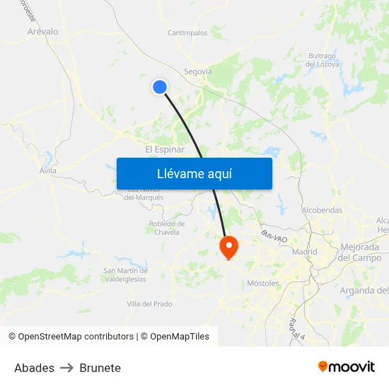 Abades to Brunete map