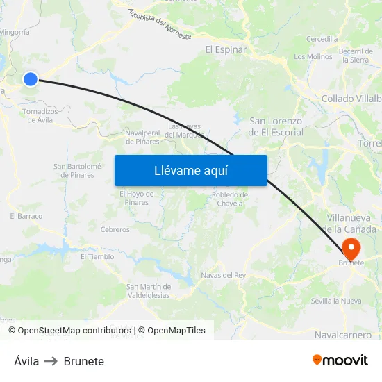 Ávila to Brunete map