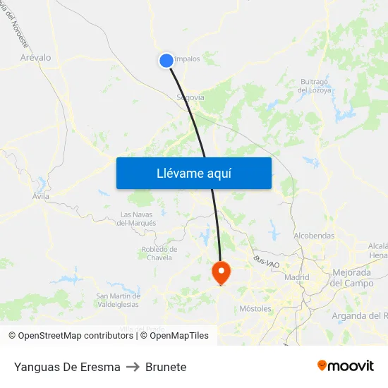 Yanguas De Eresma to Brunete map