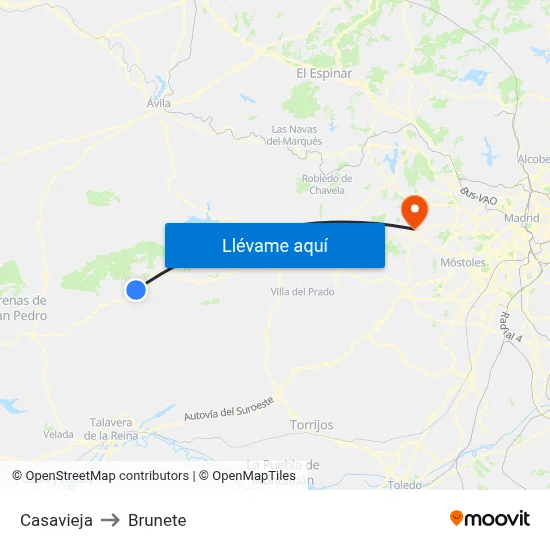 Casavieja to Brunete map