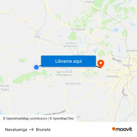 Navaluenga to Brunete map