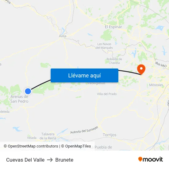 Cuevas Del Valle to Brunete map