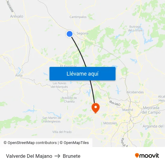 Valverde Del Majano to Brunete map
