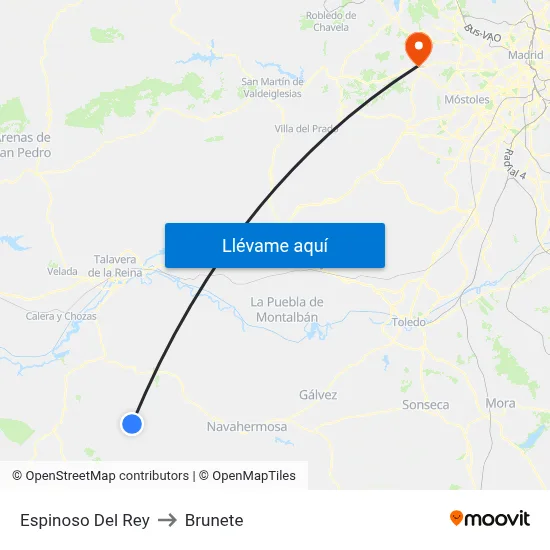 Espinoso Del Rey to Brunete map