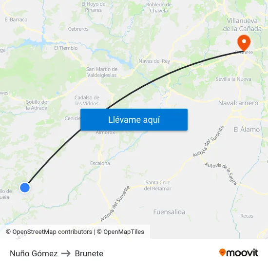 Nuño Gómez to Brunete map