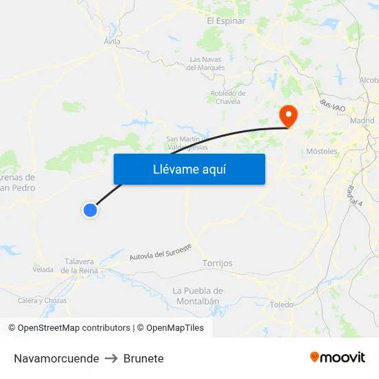 Navamorcuende to Brunete map