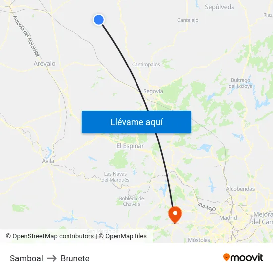 Samboal to Brunete map