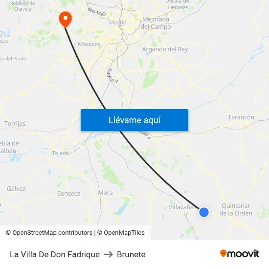 La Villa De Don Fadrique to Brunete map