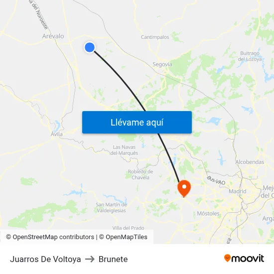 Juarros De Voltoya to Brunete map