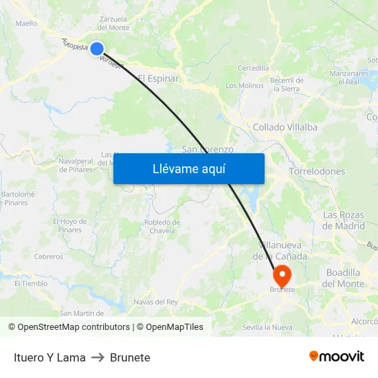 Ituero Y Lama to Brunete map