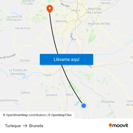 Turleque to Brunete map