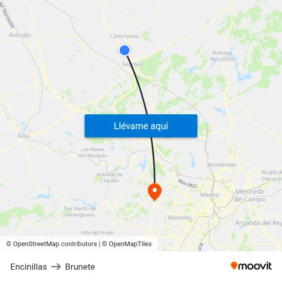 Encinillas to Brunete map