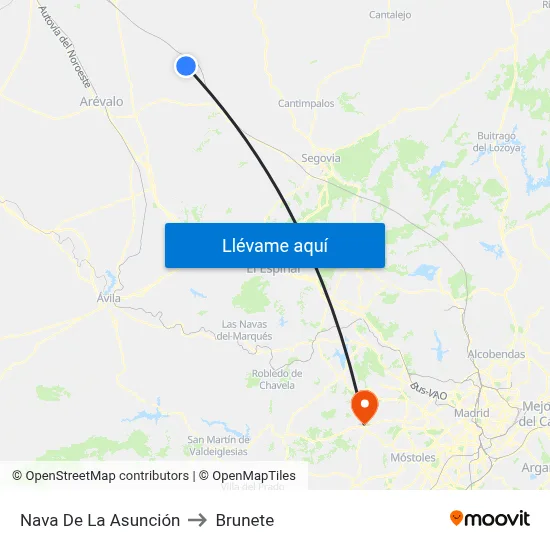 Nava De La Asunción to Brunete map