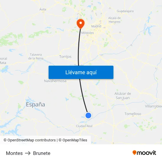 Montes to Brunete map