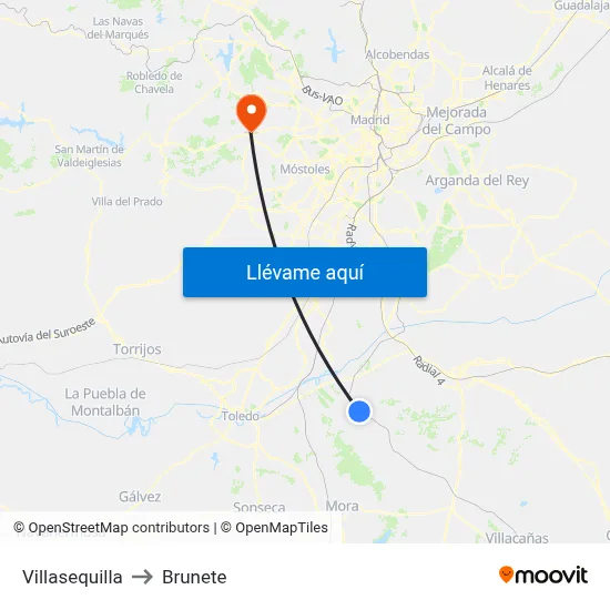 Villasequilla to Brunete map