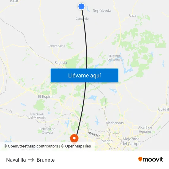 Navalilla to Brunete map