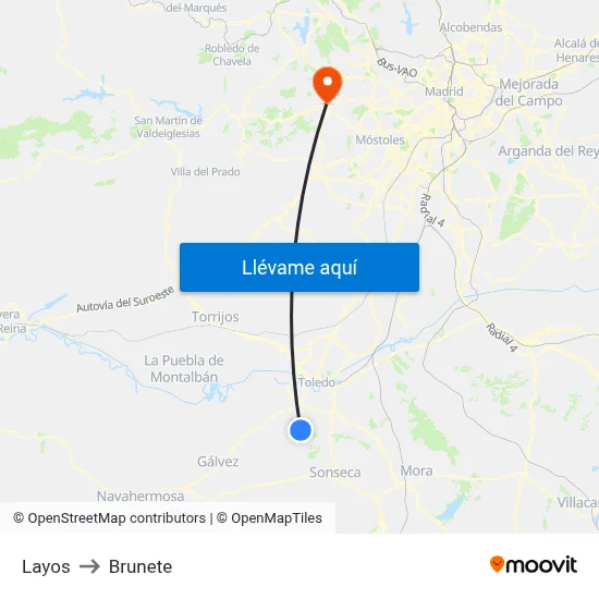 Layos to Brunete map