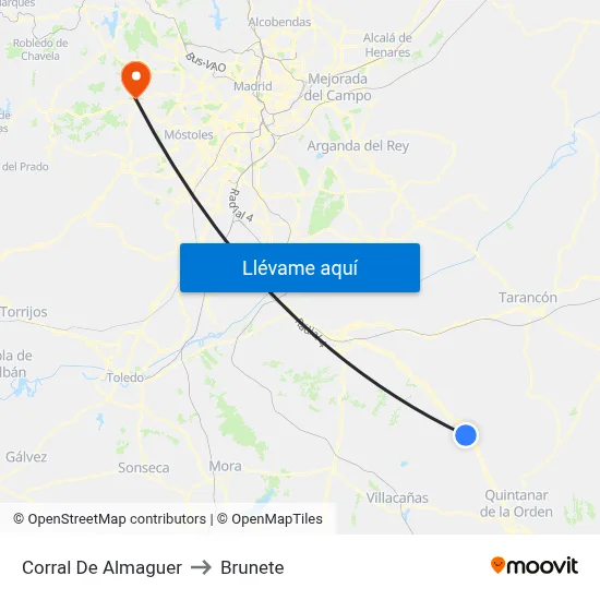 Corral De Almaguer to Brunete map
