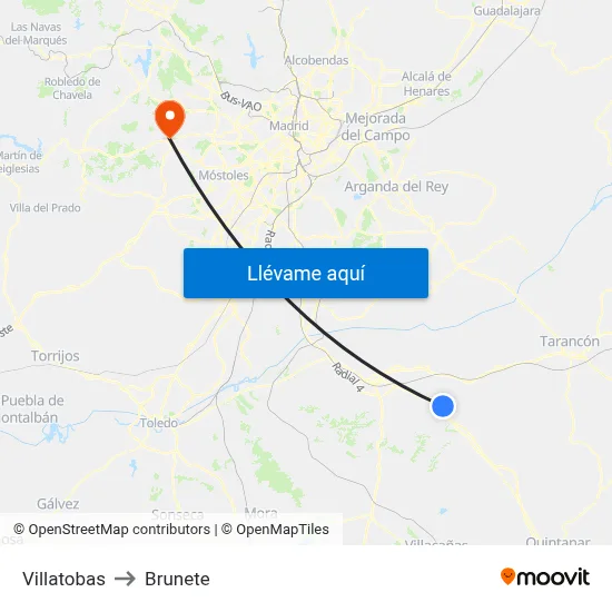 Villatobas to Brunete map