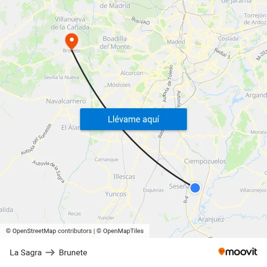 La Sagra to Brunete map