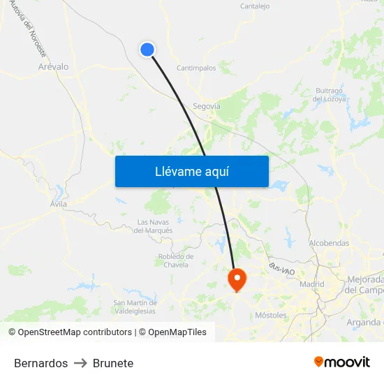 Bernardos to Brunete map