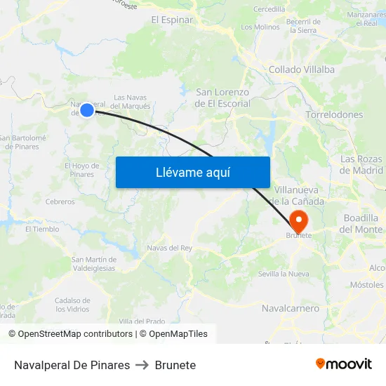 Navalperal De Pinares to Brunete map