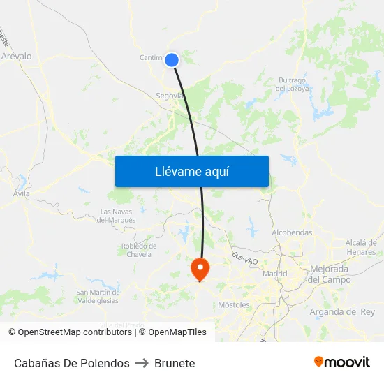 Cabañas De Polendos to Brunete map