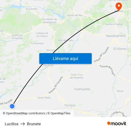 Lucillos to Brunete map