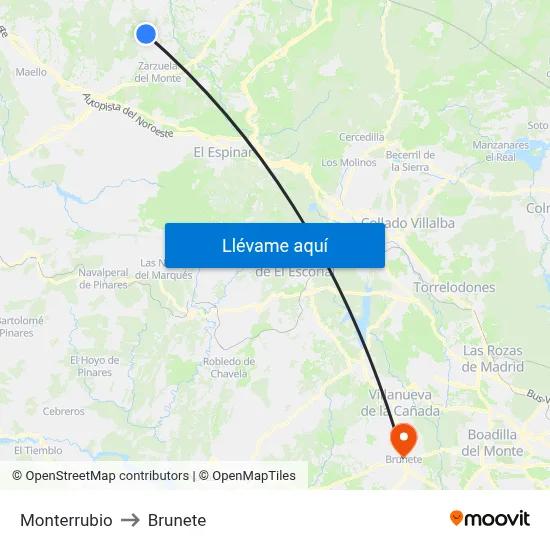 Monterrubio to Brunete map