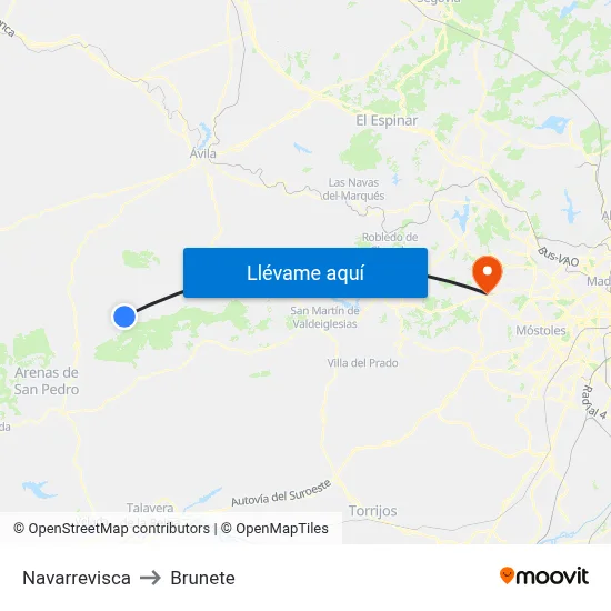 Navarrevisca to Brunete map