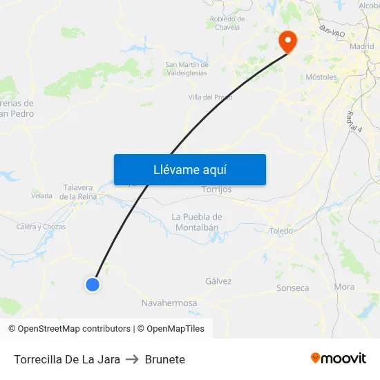 Torrecilla De La Jara to Brunete map