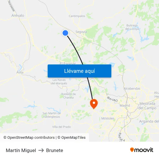 Martín Miguel to Brunete map