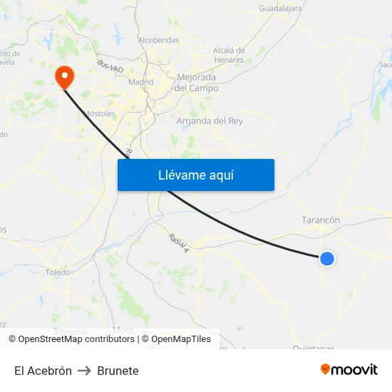 El Acebrón to Brunete map