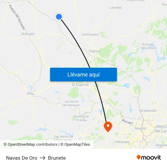 Navas De Oro to Brunete map