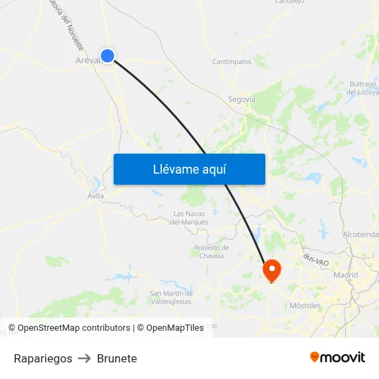 Rapariegos to Brunete map