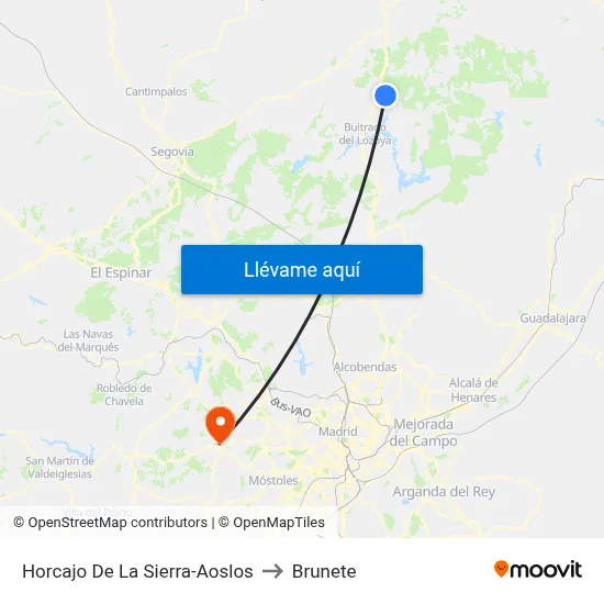 Horcajo De La Sierra-Aoslos to Brunete map