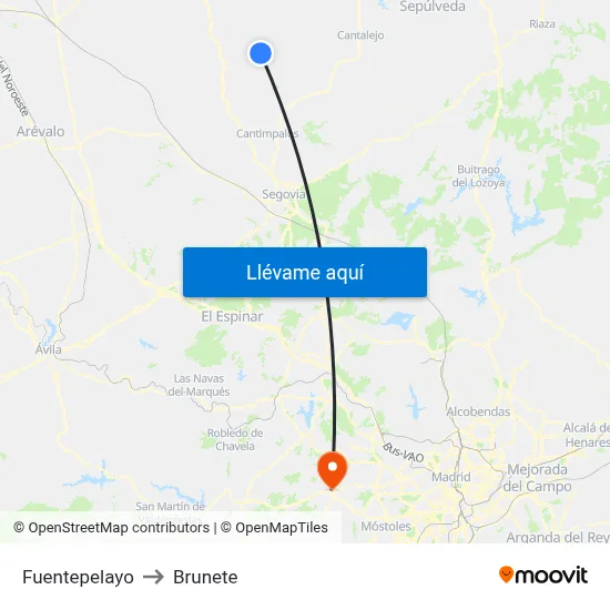 Fuentepelayo to Brunete map